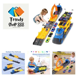 Transport Truck Toy for Kids, 57-Inch Race Car Track Builder, Carrier Truck w... - Picture 1 of 7