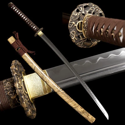Hand Polished Katana Samurai Sword Clay Tempered T10 Steel Razor Sharp - Image 1 of 4