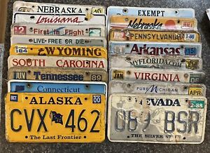 LOT OF 10 RANDOM ROADKILL/CRAFT CONDITION PLATES FROM 10 DIFFERENT STATES