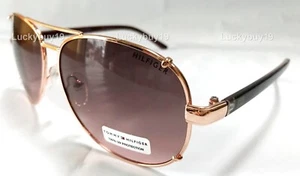 NEW Tommy Hilfiger BRADSHAW Brown Gold Aviator Sunglasses Gift idea /759/ New - Picture 1 of 9