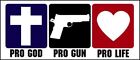 3X7 Inch Pro God Pro Gun Pro Life Bumper Sticker (Anti Abortion Christian)