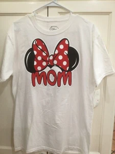 NEW Tags Disney Shirt Womens Medium White Minnie Mouse Ears Mom Short Sleeve - Picture 1 of 3