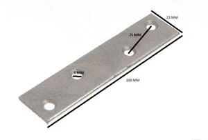 Flat Mending Repair Plate 100mm X 22mm X 2mm 5mm Dia. Hole BZP Pack Of 50 - Picture 1 of 1