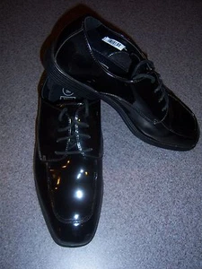 ZAPATOS DE VESTIR DE ESMOQUIN NEGROS PARA HOMBRE PIEL SINTÉTICA PATENTE MODIFICADA PUNTA CUADRADA OXFORD BCel - Imagen 1 de 3