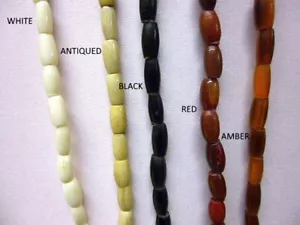 Buffalo Bone / Horn Hairpipe Beads All sizes! Red White Amber Black Antiqued - Picture 1 of 28