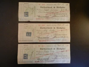 THREE (3) 1930 *BANK OF MONTREAL CANADIAN CHECKS, all with REVENUE STAMPS* - Imagen 1 de 2