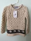 Kerry Traditions Cable Knit Wool Sweater Sheep Pattern 5 -7 years New with Tags