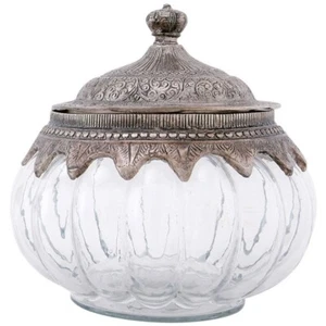 Glas Bonboniere Dose Geschenk Iride Glas Metal, 24 x 25 x 24 cm # 214289 - Bild 1 von 1