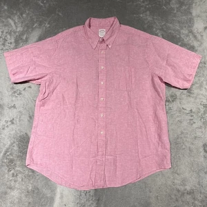 Brooks Brothers Shirt Mens XL Pink Irish Linen Short Sleeve Button Up Adult XL - Picture 1 of 8