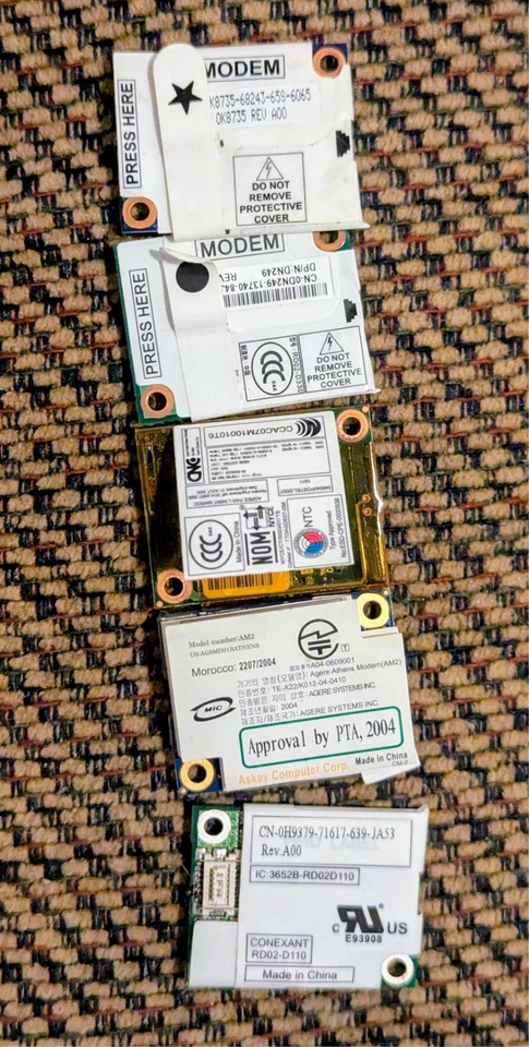 🔥 Lote de 5 tarjetas de módem de acceso telefónico 56K - Probadas y funcionando - Módems PCI / Laptop 🔥 Foto 1 de 1
