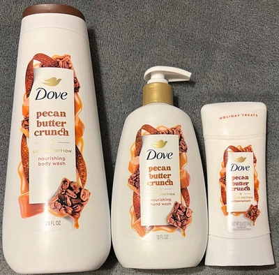 Juego de 3 Dove Pecan Butter Crunch - 1x Body Wash 1x Hand Wash 1x Antitranspirante Foto 1 de 4
