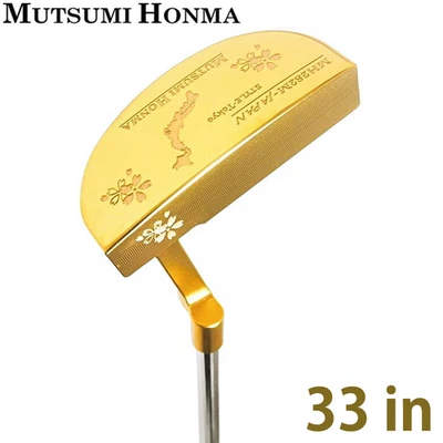 MUTSUMI HONMA MH282M Mallet Putter Gold IP Limited 33in RH Golf Japan NEW - Image 1 of 4