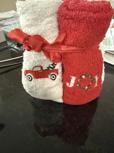 Christmas Washcloths 100% Cotton Set Of 6 New - Picture 1 of 5