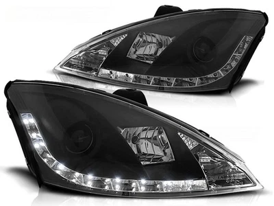 Scheinwerfer LED Tagfahrlicht Optik für Ford Focus MK1 Facelift  01-04 Schwarz - Bild 1 von 2