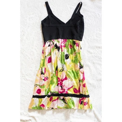 Mini vestido de seda vintage Y2K Bebe L babydoll bandagem top floral festa data noite - Imagem 1 de 4