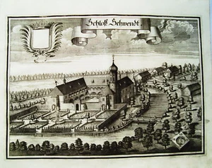 Schloß Gschwendt Neuhofen echter alter Wening Kupferstich 1721 - Bild 1 von 1