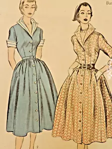 1950s Miss Advance #6302 Button Front Shirtwaist Full Dress Sz 12 B30 Complete - Picture 1 of 7