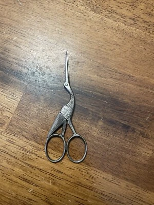 Vintage 4" Embroidery Sewing Scissors Stork Bird Crane Rochester Cutlery Germany - Image 1 of 3