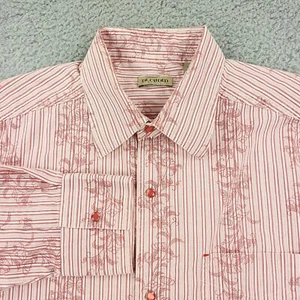 Decoded Shirt Mens Large Pink Floral Pearl Snap Long Sleeve - Picture 1 of 15