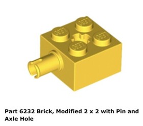 Lego 1x 6232 Yellow Brick, Modified 2 x 2 with Pin and Axle Hole AT-AT 4483