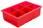 Ice Cube Tray Mould Strong Red Silicone Large Ice Cubes 6 Cavity Cocktails