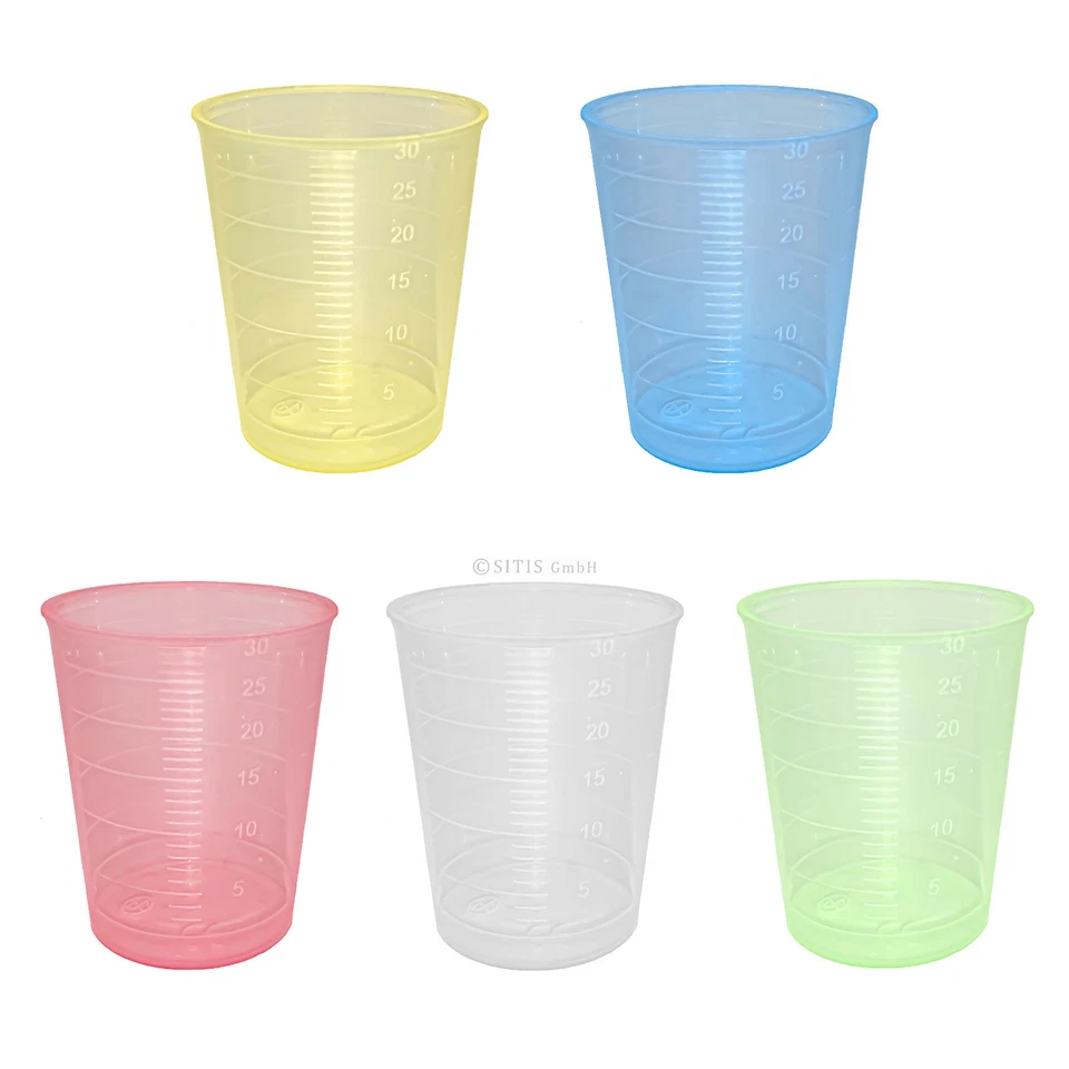 Vaso de medicamentos desechable vaso de medicamentos 80 unidades diferentes colores - 30 ml de capacidad