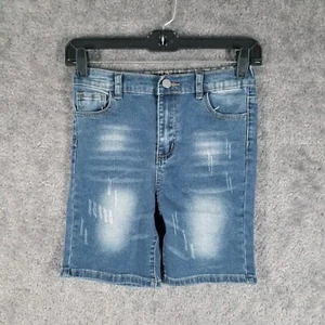 Shein Girl Sz 10Y Short Blue NWOT Denim Jean Casual Solid Elastic Waistband Wash - Picture 1 of 9