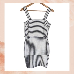Banana Republic White & Navy Blue Striped Sheath Mini Dress Size 4 - Picture 1 of 5