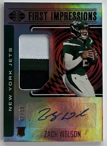 Parche autógrafo de novato Zach Wilson Auto 2021 Illusions First Impressions/50 - Imagen 1 de 2