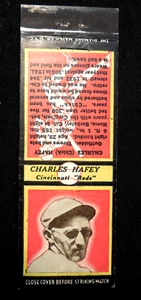 1935 Diamond Match cover black border RARE Charles Chic Hafey Cincinnati Reds FS - Picture 1 of 2