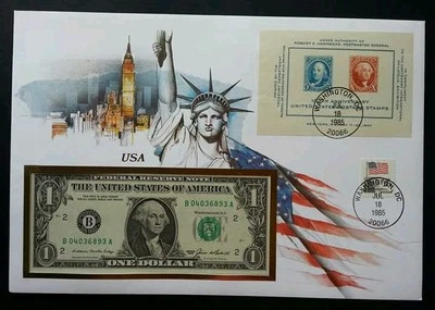 USA US 100th Anniversary United States Postage Stamp 1985 FDC (banknote cover) - Image 1 of 4