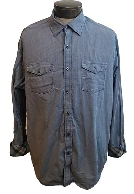 Madison Shirt Button-Up Long Sleeve Flip Cuff Mens XL Blue Checkered Preppy Corp - Image 1 of 4