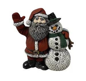 Vintage handbemalte Keramikform 5 1/2"" Weihnachtsmannfigur mit Schneemann - Bild 1 von 9