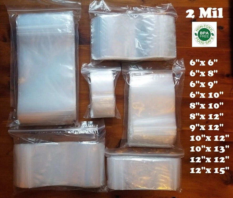 100x 2-Mil Clear Zip Plastic Lock Bags Poly Jewelry Zipper Pill Baggies US 6-12" - Image 1 of 1