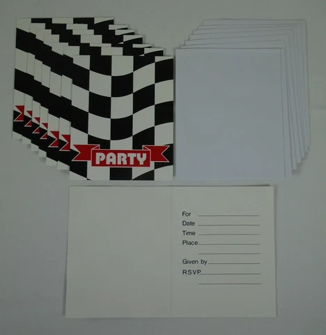Racing Checkered Flag Party 8 Invitations & Envelopes USAC Indy 500 Nascar 400 Cover