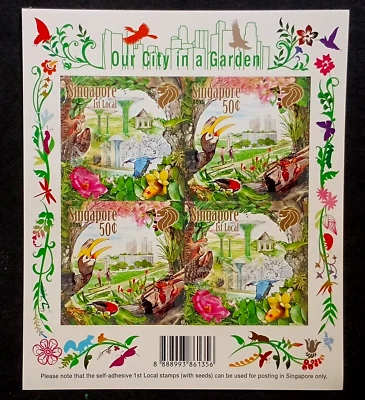 Singapore - "BIRDS ~ TREES ~ OUR CITY IN A GARDEN" Unique MS with seeds 2013 - Image 1 of 4