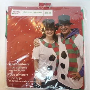 Holiday Time Christmas Snowman Costume Cosplay 2 Piece Set One Size Shirt & Hat - Picture 1 of 7