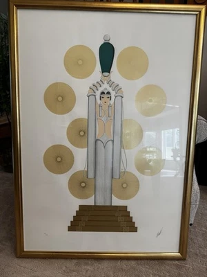 Erte Embossed Serigraph & Gold Foil Hand signed Emerald Vase 1 With COA - Image 1 of 4