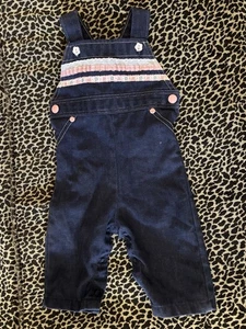 Vintage HEALTHTEX baby Girl OVERALLS 70’s Made USA Denim LACE Flower Blue 6 Mo - Picture 1 of 14