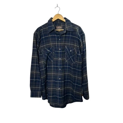 Moose Creek Dark Green & Navy Blue Plaid Button Up Flannel Shirt Men's Large  - Image 1 of 4