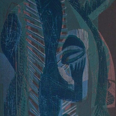 Timm Kregel Fischstunde Zeitgenössische Kunst Halle sign Farbholzschnitt 1988 - Bild 1 von 4