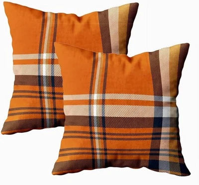 Juego de 2 Almohadas Escoceses Naranja Otoño 18 x 18 (Pack 2), 2  Foto 1 de 4