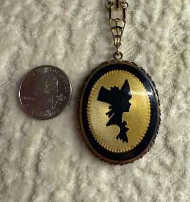 Rare Vintage 1950s Volupté Chatelaine Pendant Compact Necklace w/ Mirror Puff - Image 1 of 4