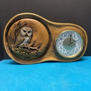 Vintage MCM K. Klingler Hand Carved Owl Wall Clock - SEE DETAILS - Picture 1 of 12