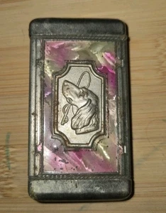 ANTIQUE ADVERTISING MATCHSAFE NATIVE AMERICAN & DOG - Picture 1 of 3