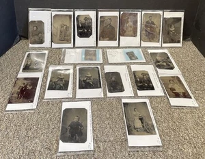 1800's Tin Type Photos Civil War To Victorian Era Wallet Size Lot of 19 w/ Names - Picture 1 of 5