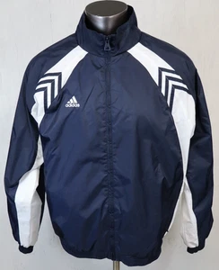 adidas Track Jacket Mens Size L Blue White Full Zip Zipper Pockets Nylon Lined - Picture 1 of 11