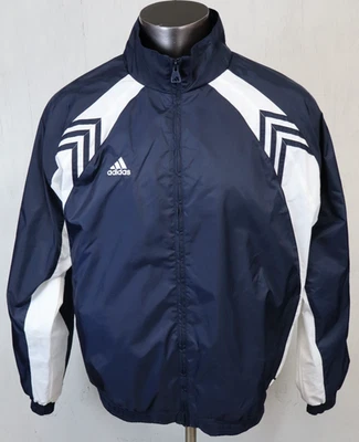 adidas Track Jacket Mens Size L Blue White Full Zip Zipper Pockets Nylon Lined - Image 1 of 4