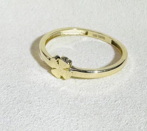 Anillo trébol de cuatro hojas de oro amarillo sólido de 10K talla 7,25 - Imagen 1 de 5