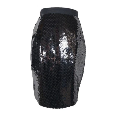 复古 70 年代黑色亮片铅笔裙 0 码及膝迪斯科派对鸡尾酒裙 — 第 1/4 张图片